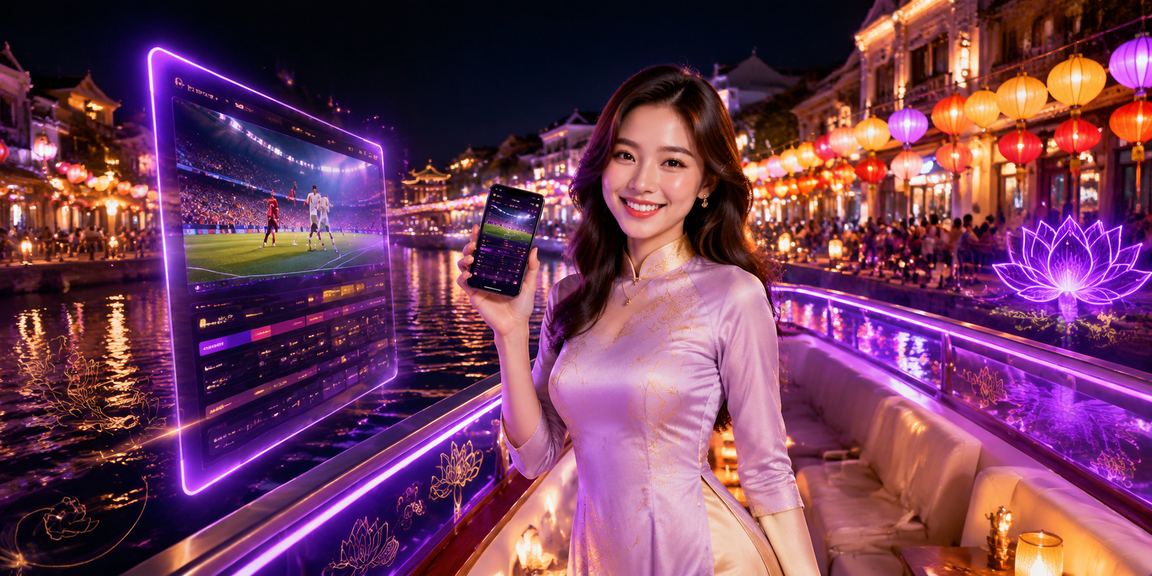 Người dùng Hà Nội trải nghiệm 8745hs trên điện thoại dưới ánh đèn lồng truyền thống