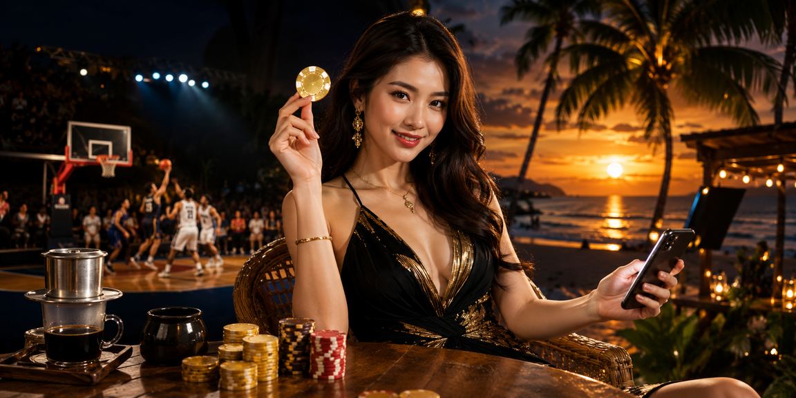 Người dùng Phú Quốc xem cá cược bóng rổ và thưởng thức cà phê buổi sáng tại Việt Nam